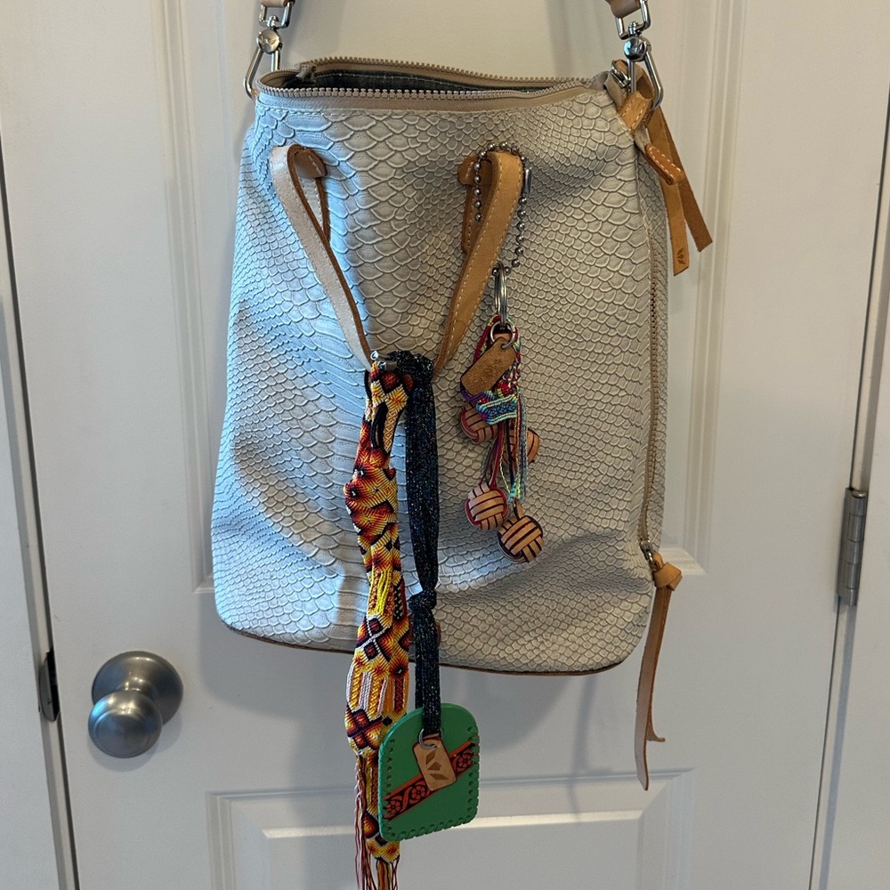 Consuela Cream and Tan Textured Shoulder Bag